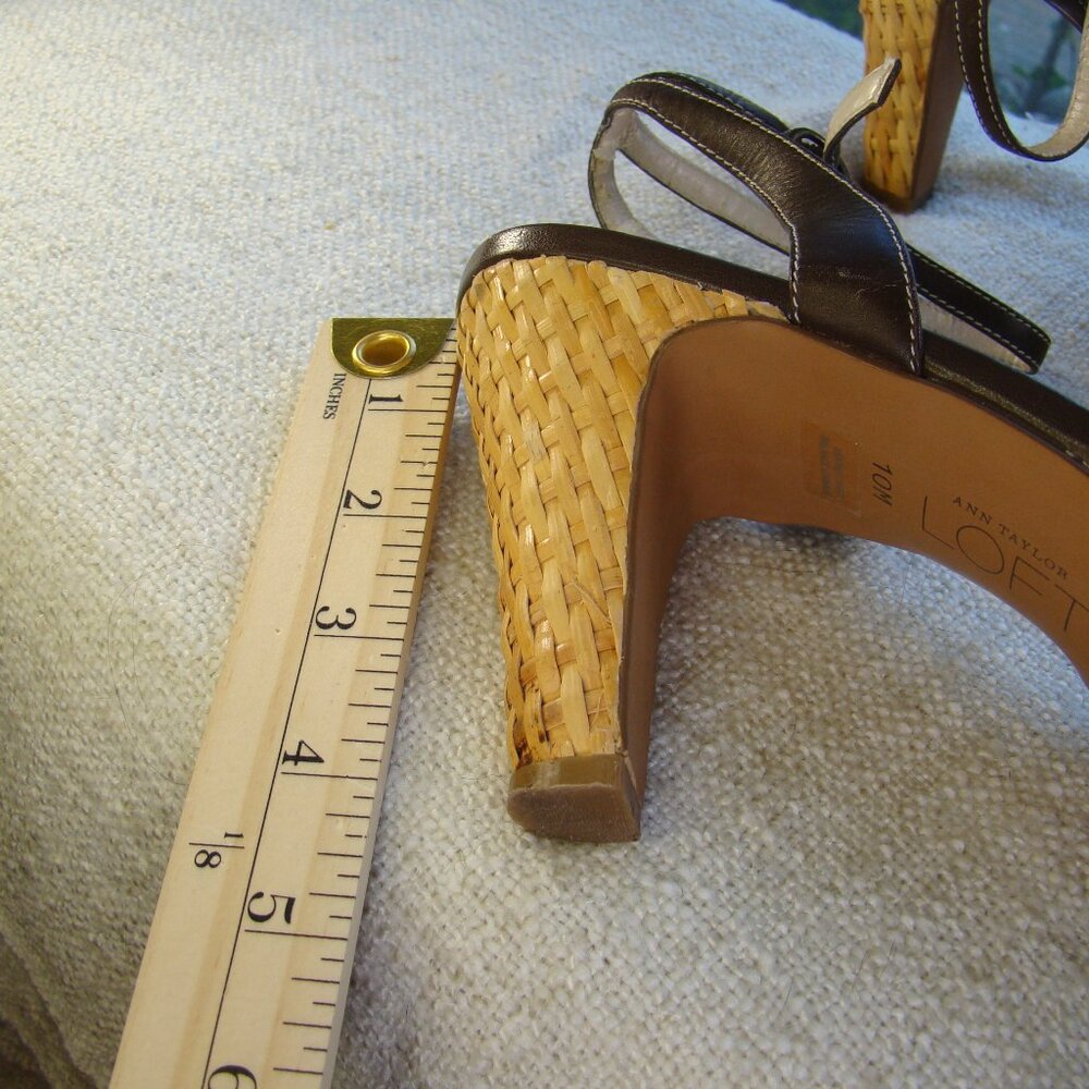 Ann Taylor Brown Rattan Open Toe platform sandals, Size 10 - Picture 7 of 9
